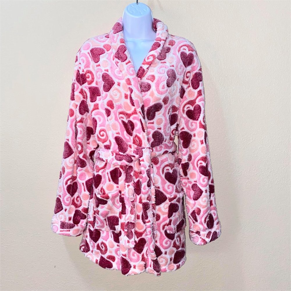 Hotkiss Women's Pink Hearts Bath Robe, Size L